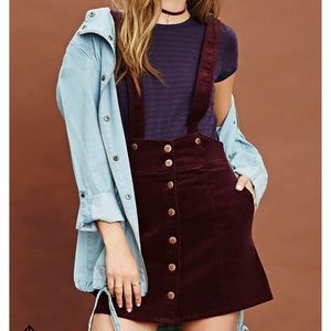 corduroy maroon overall skirt