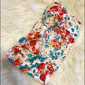 Neon Floral Bow Tie Crop Top