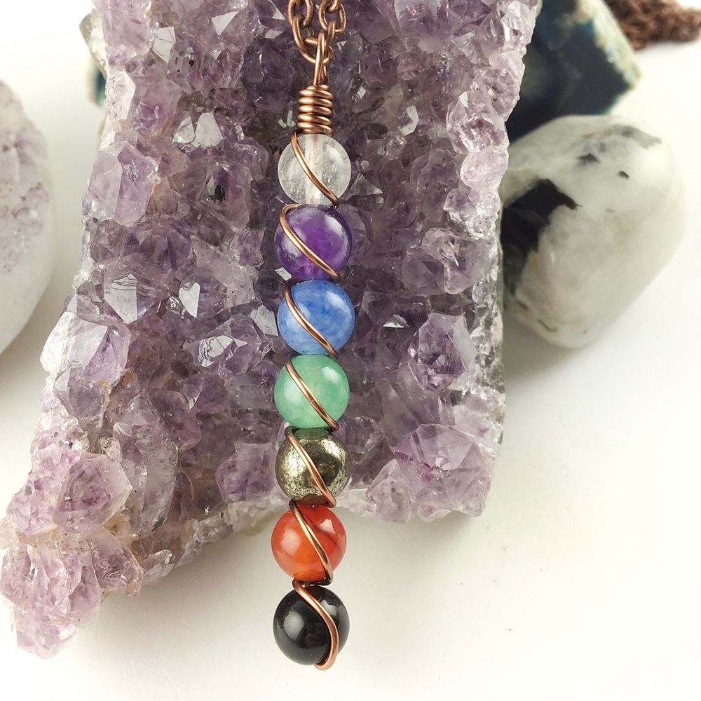 Handmade Chakra healing natural gemstone necklace