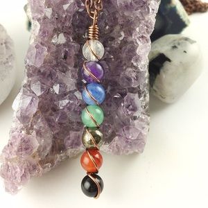 Handmade Chakra healing natural gemstone necklace