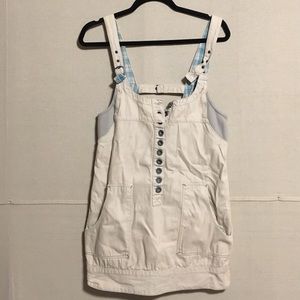 Free People Cream Jean Overall Mini Dress