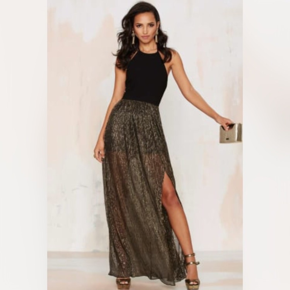 Nasty Gal Metallic Halter Dress