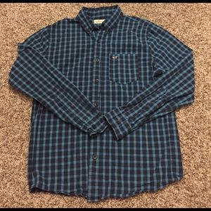 Hollister Men's Blue Long Sleeve Button Down Small