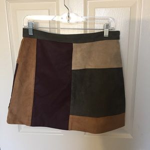 Suede Color-Block Skirt