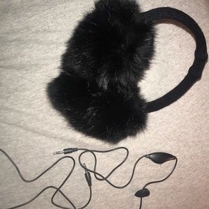 Real rabbit fur ear muffs with built in headphones