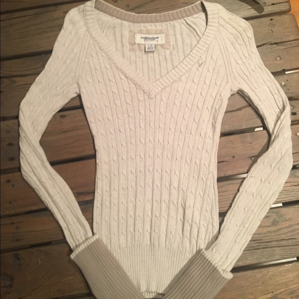American Eagle Cream Knit Sweater
