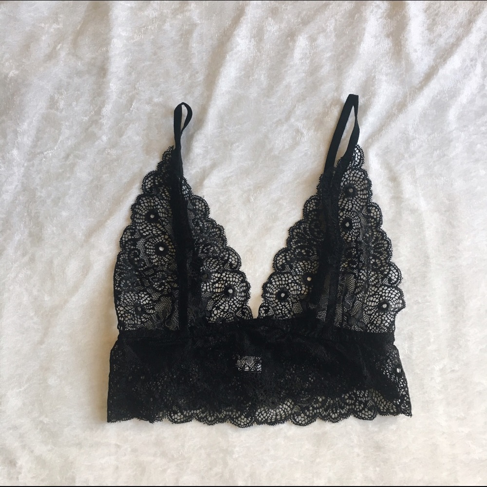 New adorable black lace bralette lingerie crop top