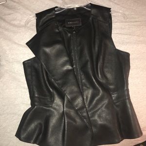 Black faux leather peplum shirt/vest