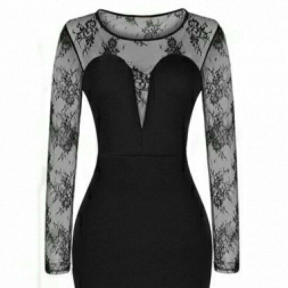 Mesh Long Sleeve Dress