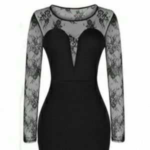 Mesh Long Sleeve Dress