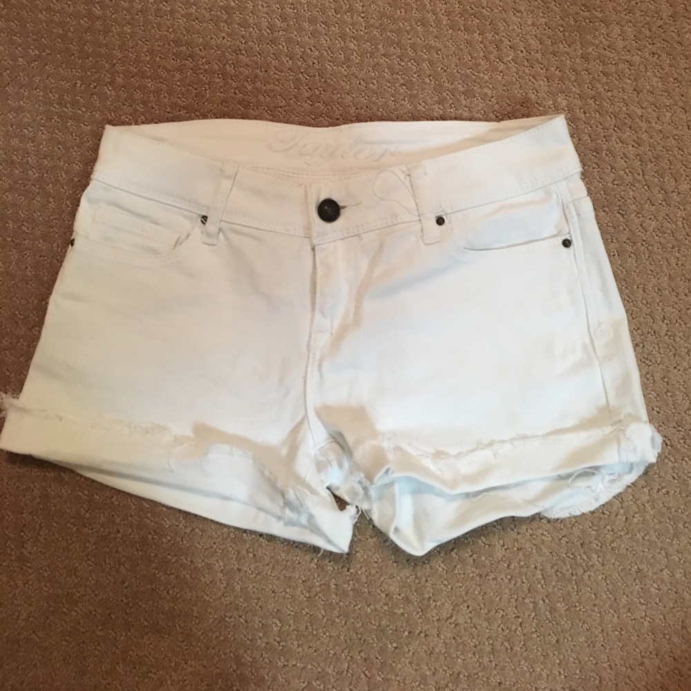 White jean shorts