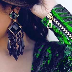 Balmain x H&M Jewelry - Balmain x H&M Emerald Statement Earrings Balmain x H&M Jewelry - Balmain x H&M Emerald Statement Earrings