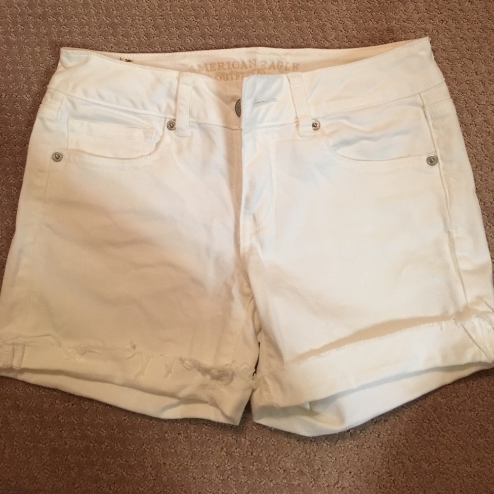White jean shorts