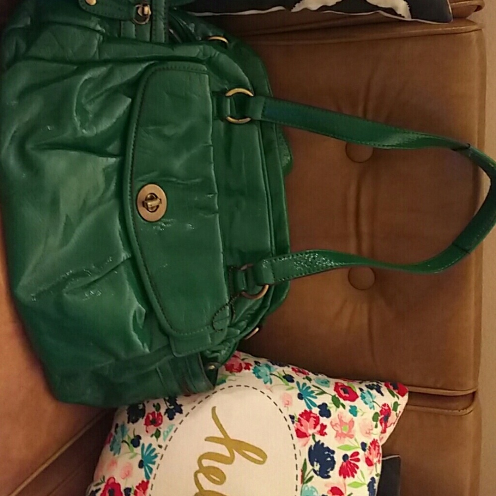 Kelly green patent leather purse
