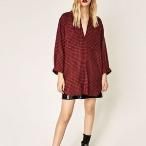 NWT Zara checked red and black Tunic / Blouse