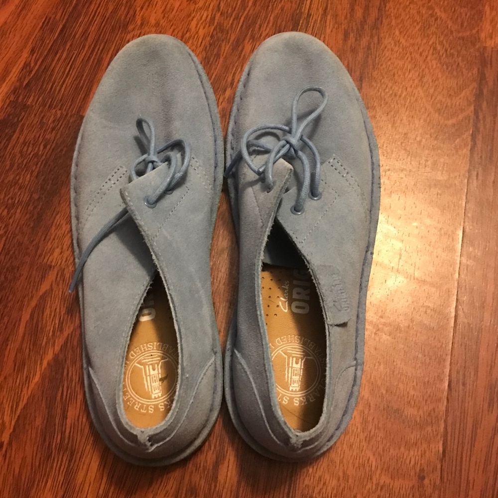 Clarks baby blue suede lofers size 37