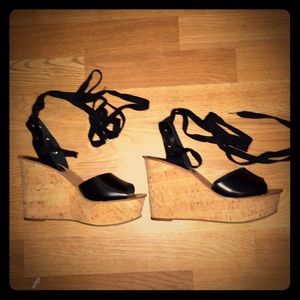 Never worn Top Shop tie up wedges