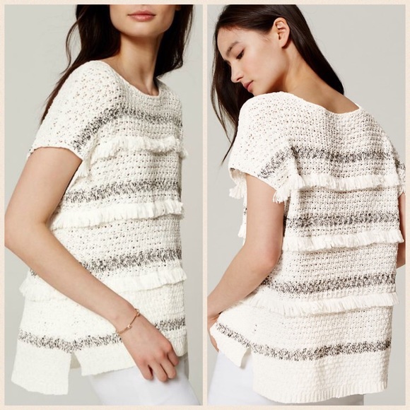 Ann Taylor Sweaters - Ann Taylor Fringe Stripe Sweater
