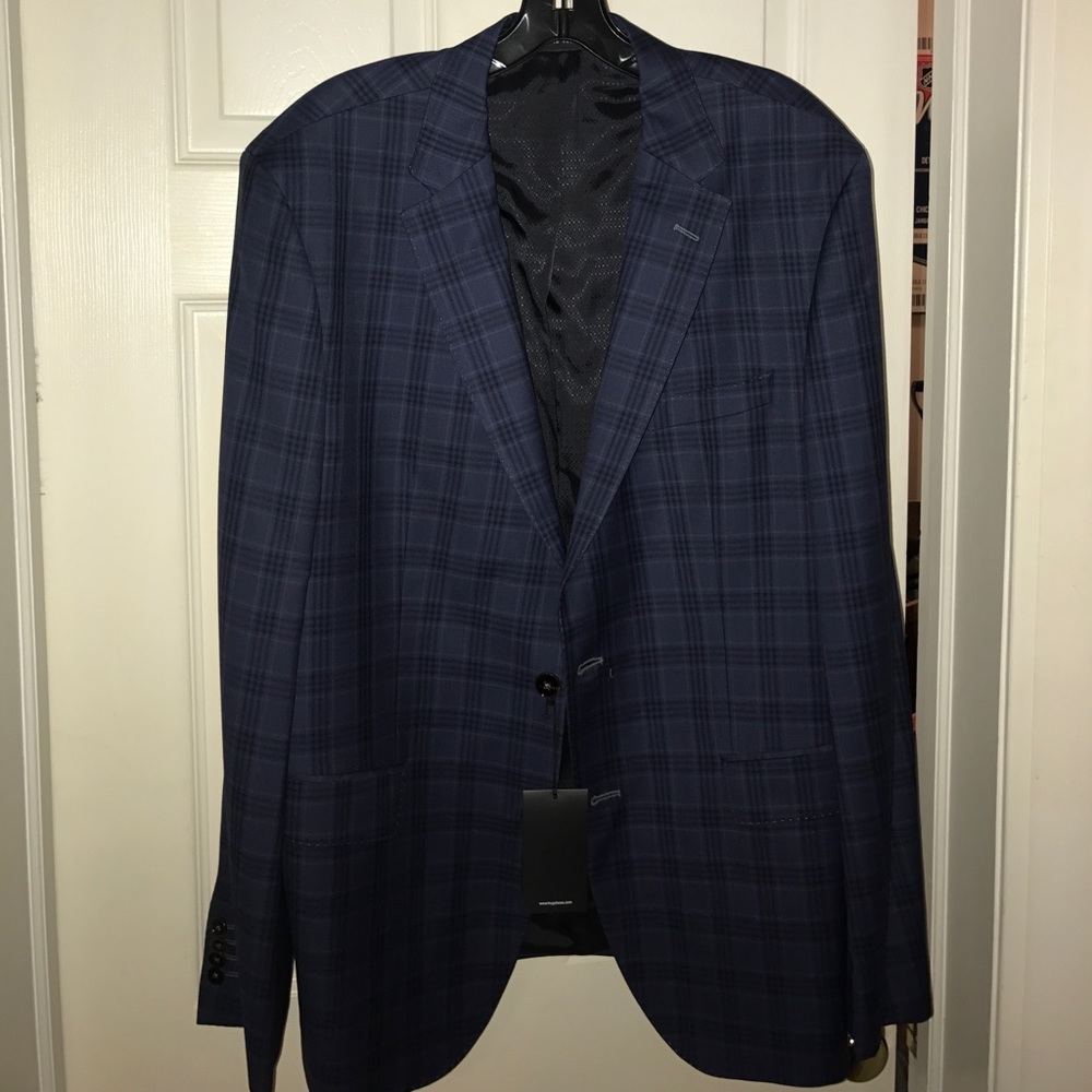 Men's Hugo Boss blue checkered blazer NWT size 42R