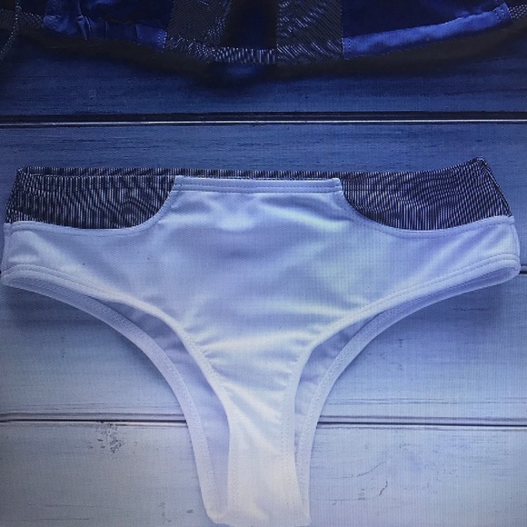 Striped Splice Halter Bikini Set - White - Picture 2 of 4