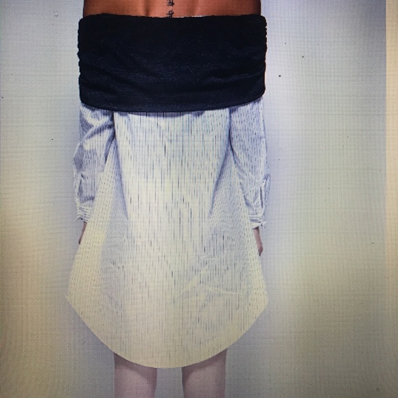 Dressy/Casual Dress/Off the Shoulder/White w/ Grey - Picture 2 of 3