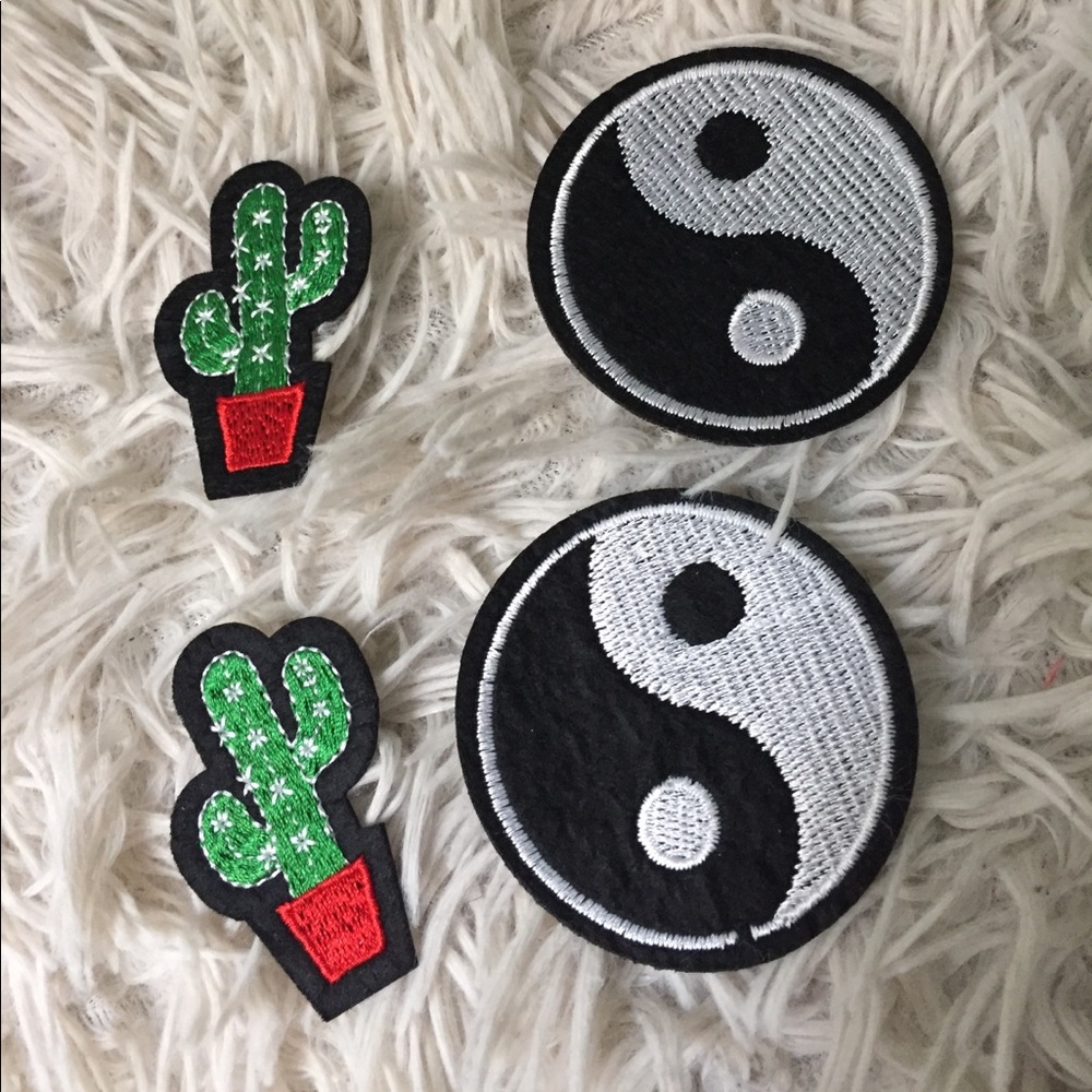 Black and White Denim Jacket Iron On Patch Bundle