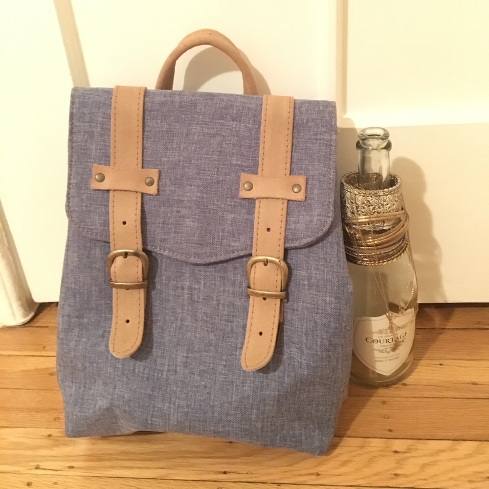 Canvas and leather backpack handmade in Greece