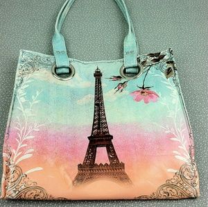 Papaya Art Tote Shopper Luxe Oil Vegan Purse