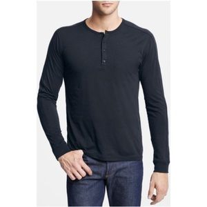Vince Mens Prima Cotton Long Sleeve Knit Henley L