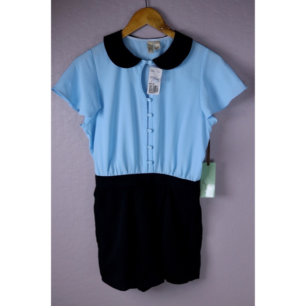 NWT F21 | Powder Blue and Black Romper