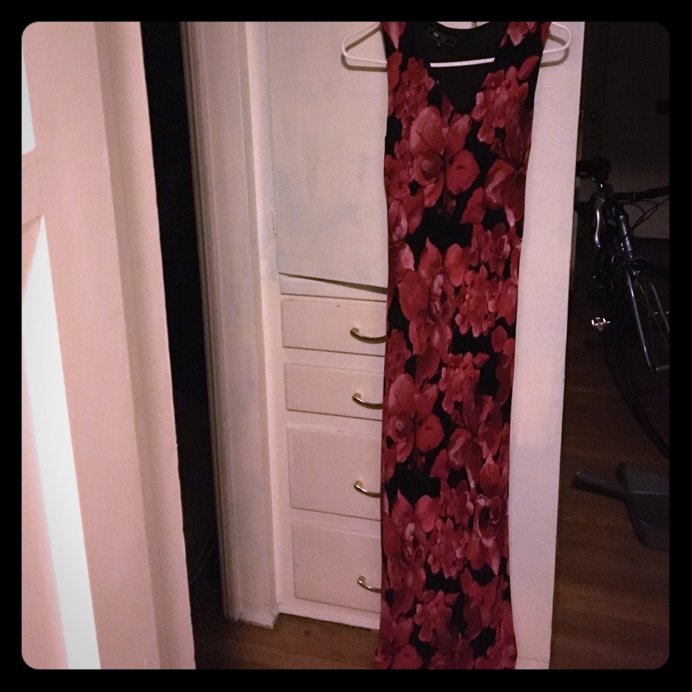 Lily red flowers paddles long Dress