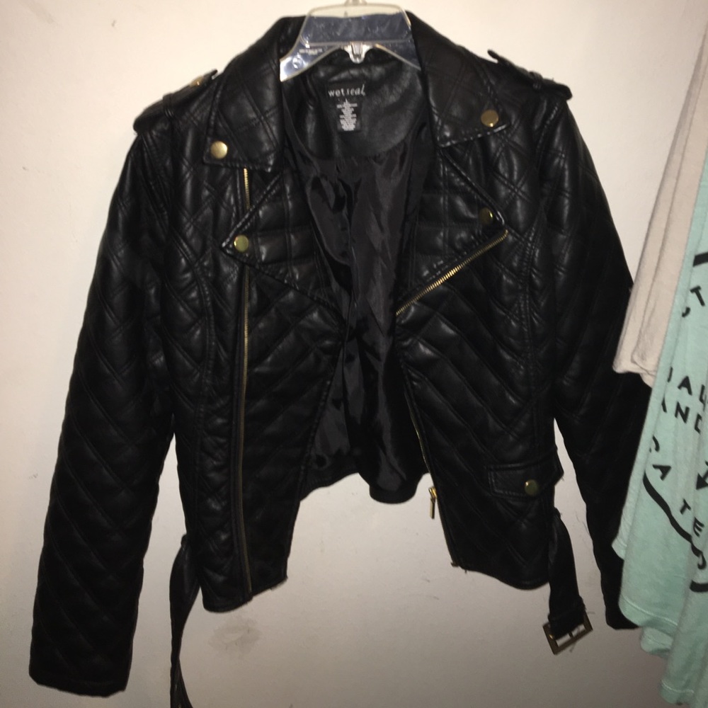 Black leather jacket BRAND NEW never worn