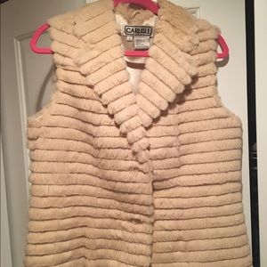 Ladies Women's Carlisle Rabbit Fur Vest Cream