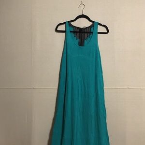 Dark Teal Maxi with Black Crochet