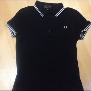 Fred perry black and white tip polo XS