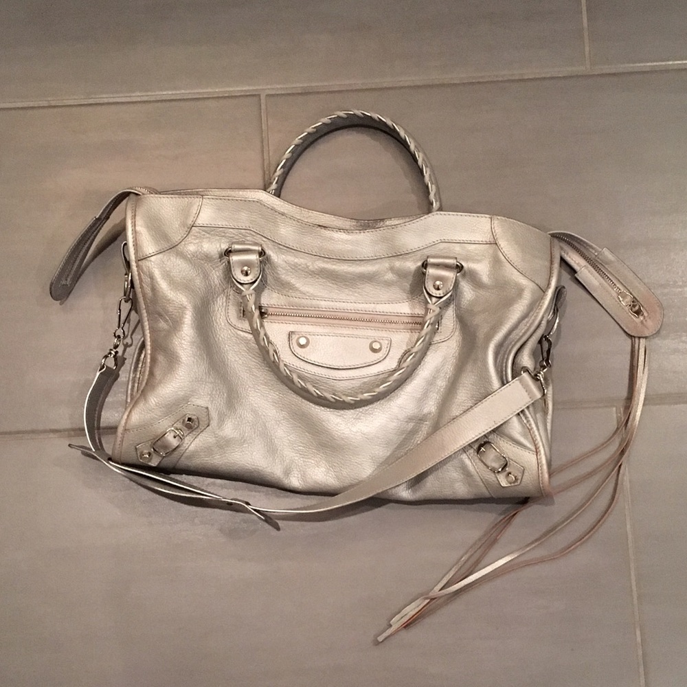 Balenciagaf silver city tote