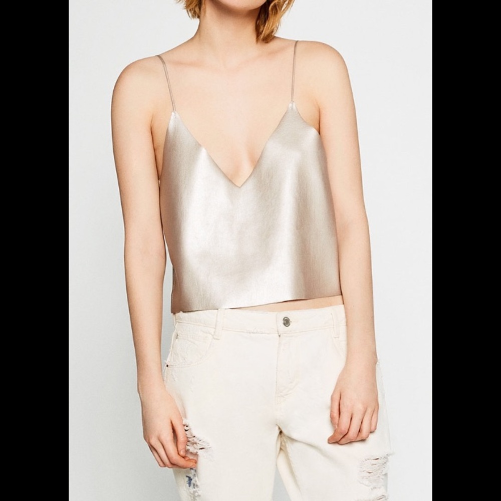 Faux Leather Metallic Crop