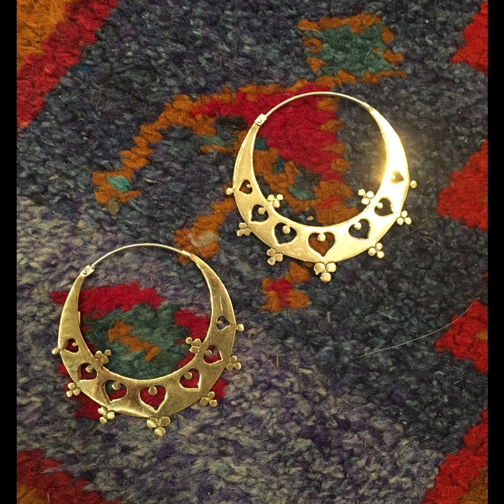 Tribal Belly Dance brass hoop earrings