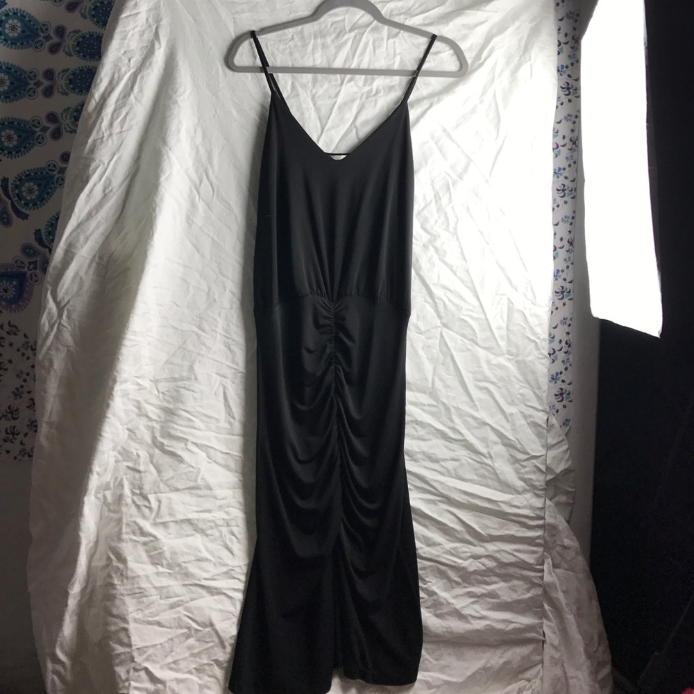 Fishtail black strap dress