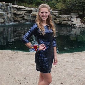 Navy Blue Sequin Dress