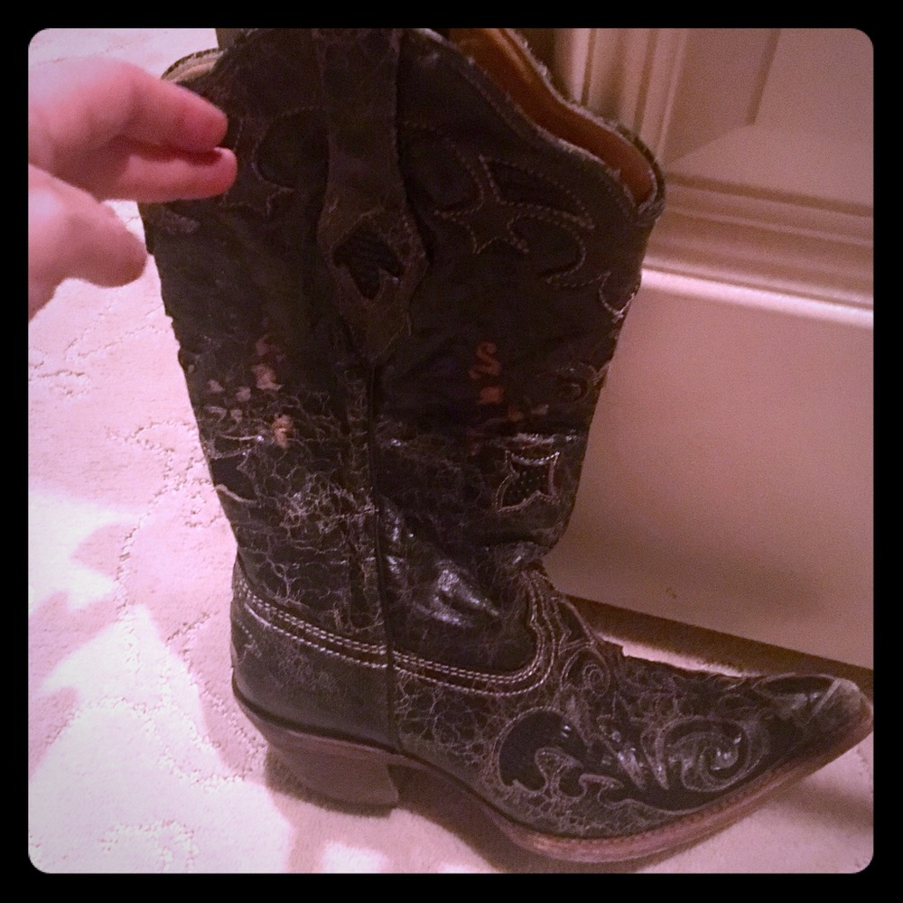 Women's Corral Western Boot Black Vintage size 8M