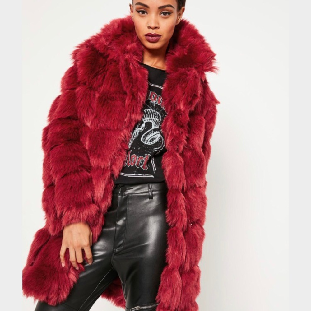 Red Bubble Fur Coat Limited Edition. Worn Twice