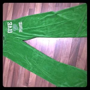 Pink Victoria secret green sweatpants