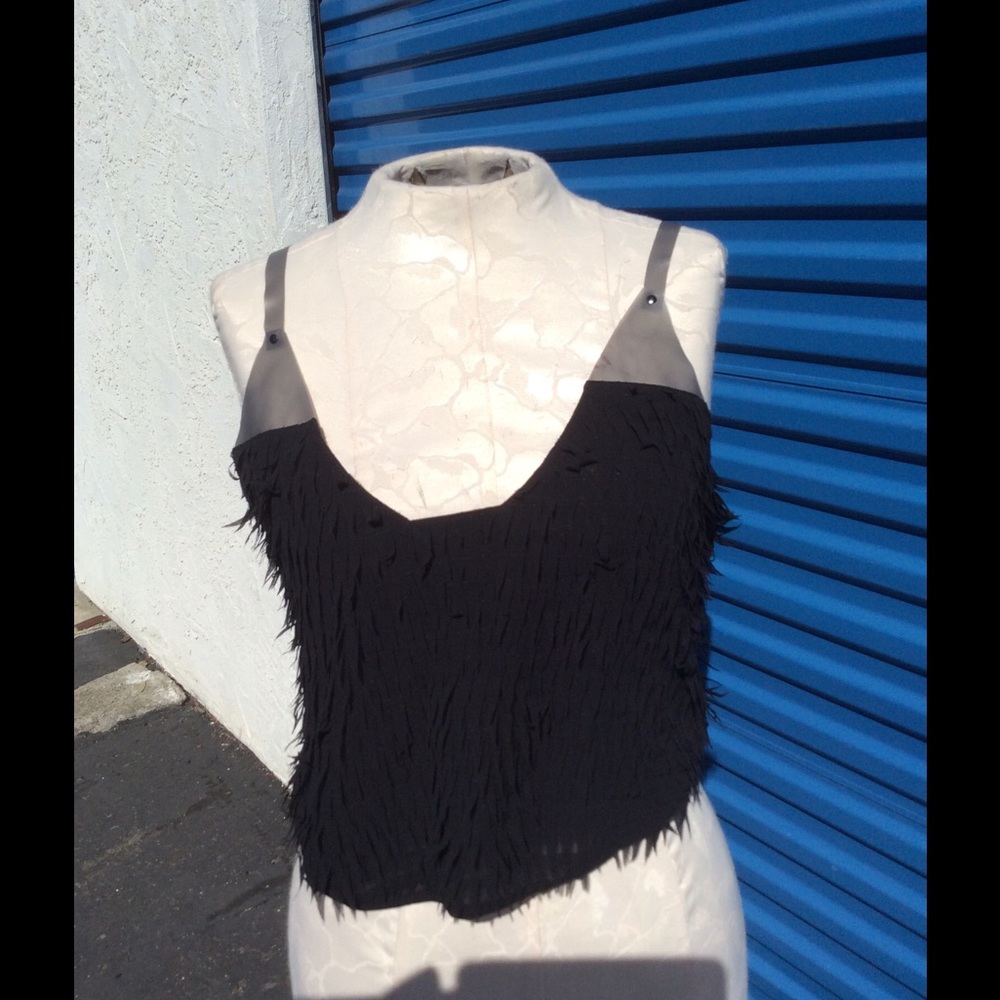 Nasty Gal Collection Fringe latex strap top  SMALL