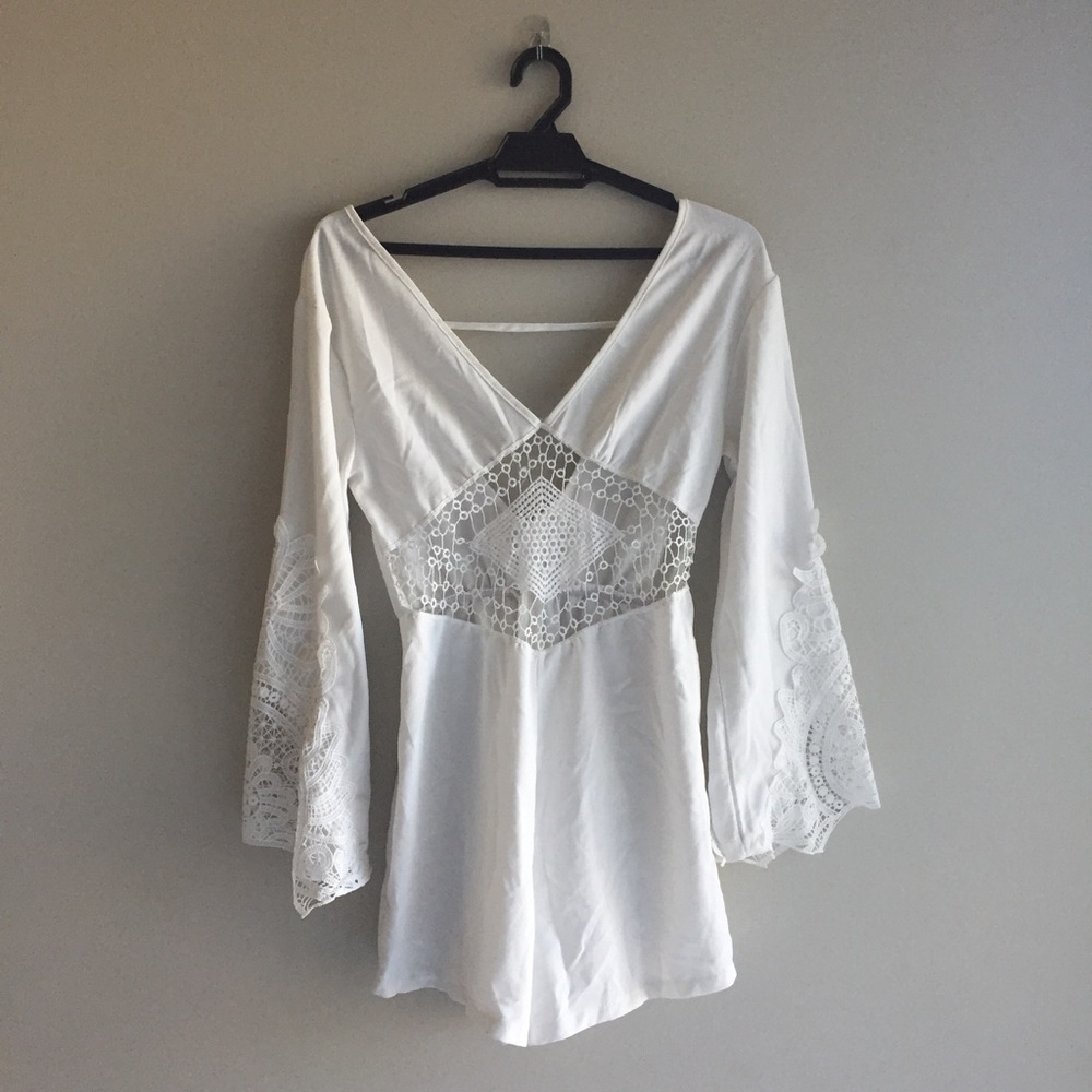 White Romper Long Sleeved