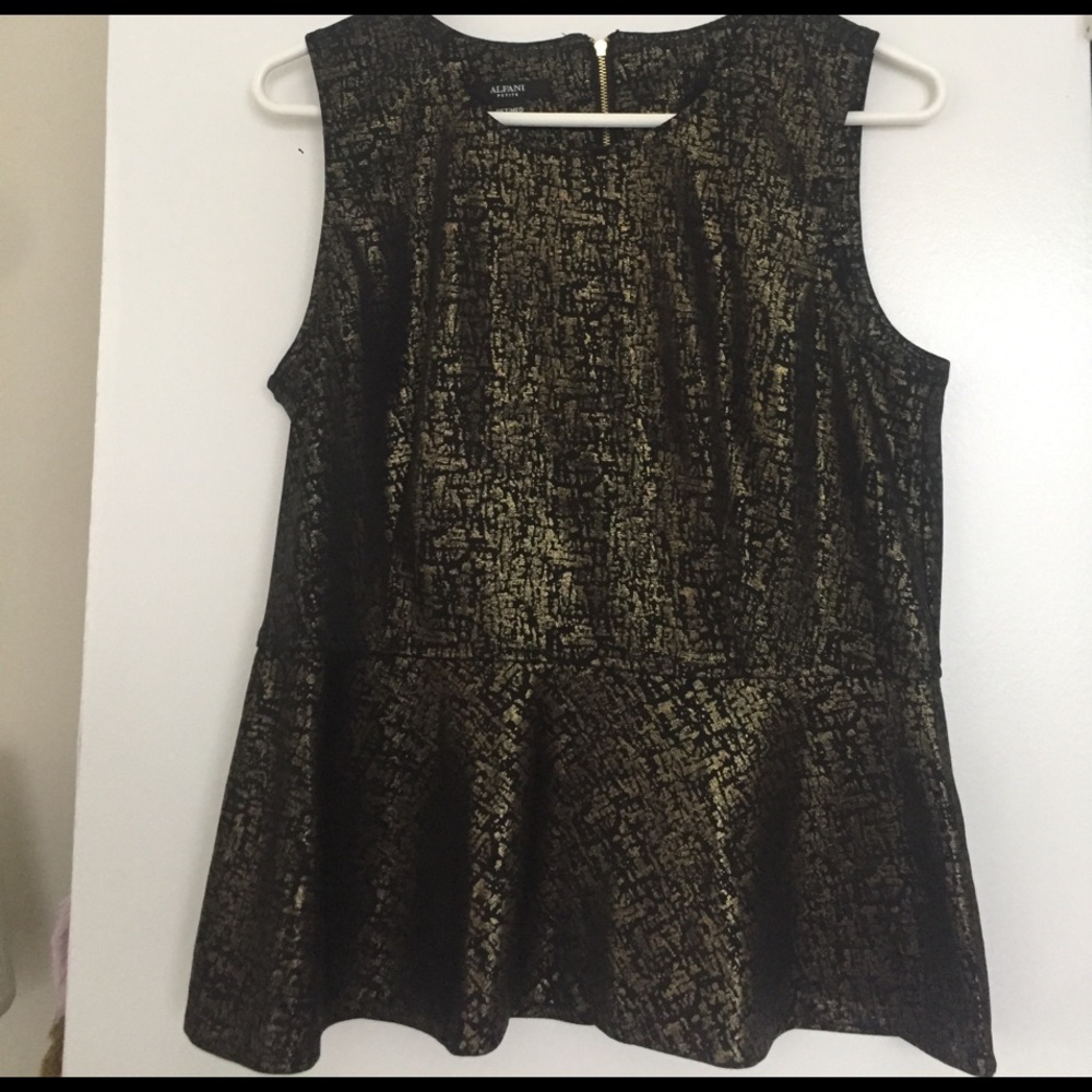 Alfani petite medium shimmery peplum blouse/shell