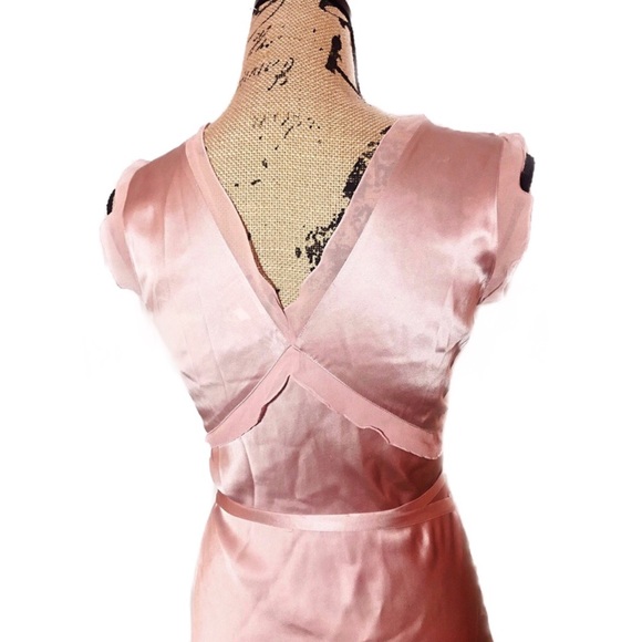 CALYPSO Light Pink Silk Tie Waist Slip Midi Dress - Picture 4 of 5