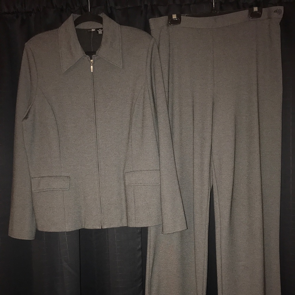 Gray Two Piece Pant Suit