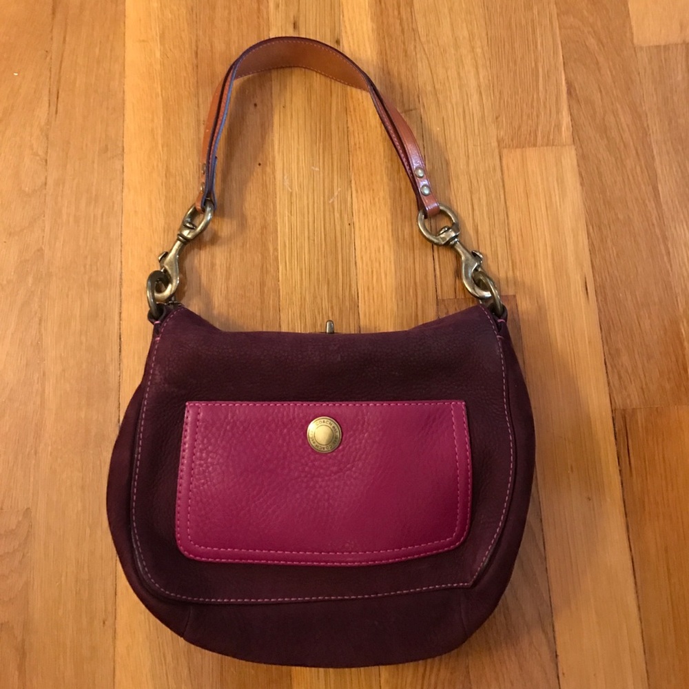 Authentic coach suede handbag
