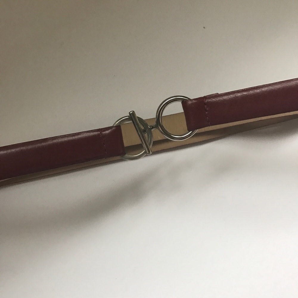 Red Genuine Leather slide Belt w/ silver hardware